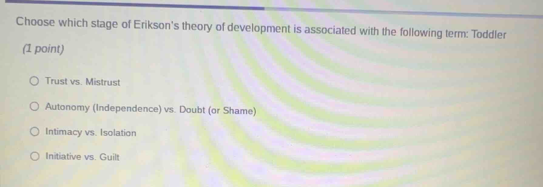 choose which stage of eriksons theory of development is associated with…