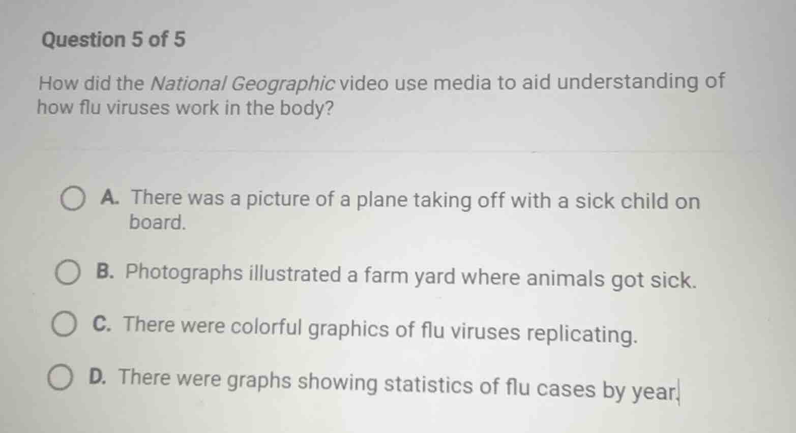 question 5 of 5 how did the national geographic video use media to aid …