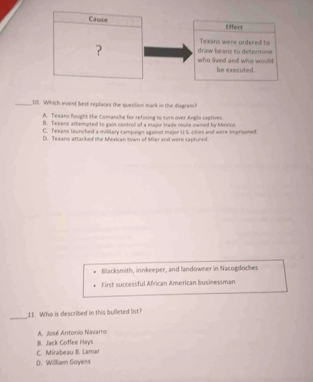 10. which event best replaces the question mark in the diagram? a. texa…