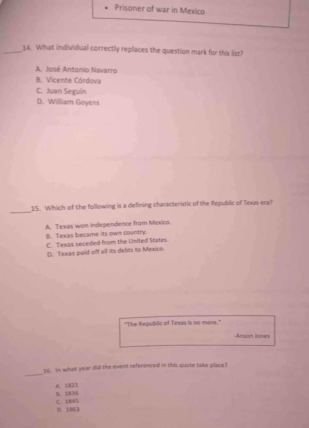 • prisoner of war in mexico ____14. what individual correctly replaces …
