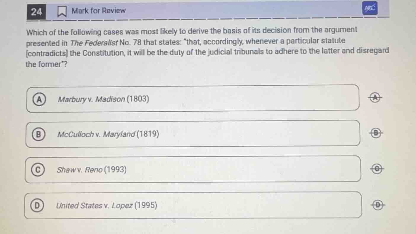 24 mark for review which of the following cases was most likely to deri…