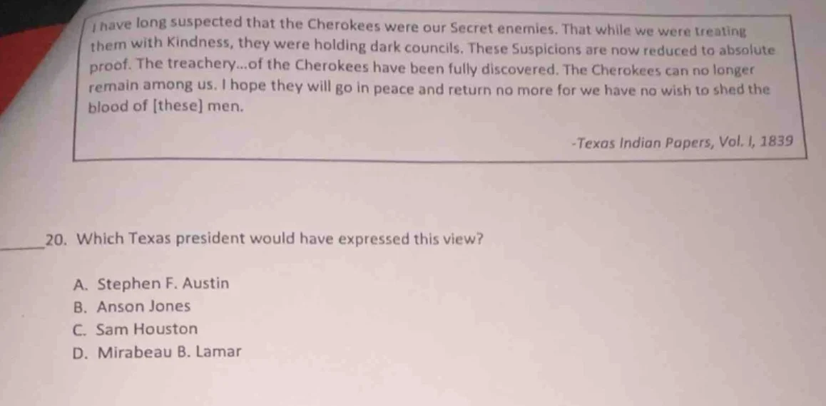 i have long suspected that the cherokees were our secret enemies. that …