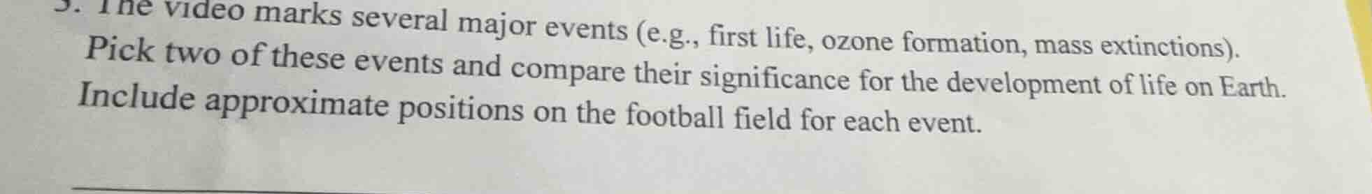 3. the video marks several major events (e.g., first life, ozone format…