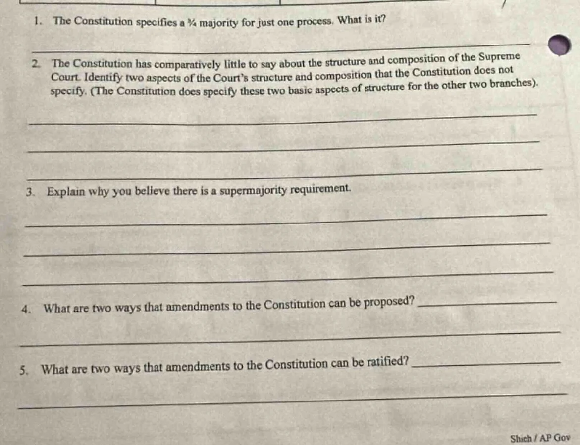 1. the constitution specifies a ¾ majority for just one process. what i…