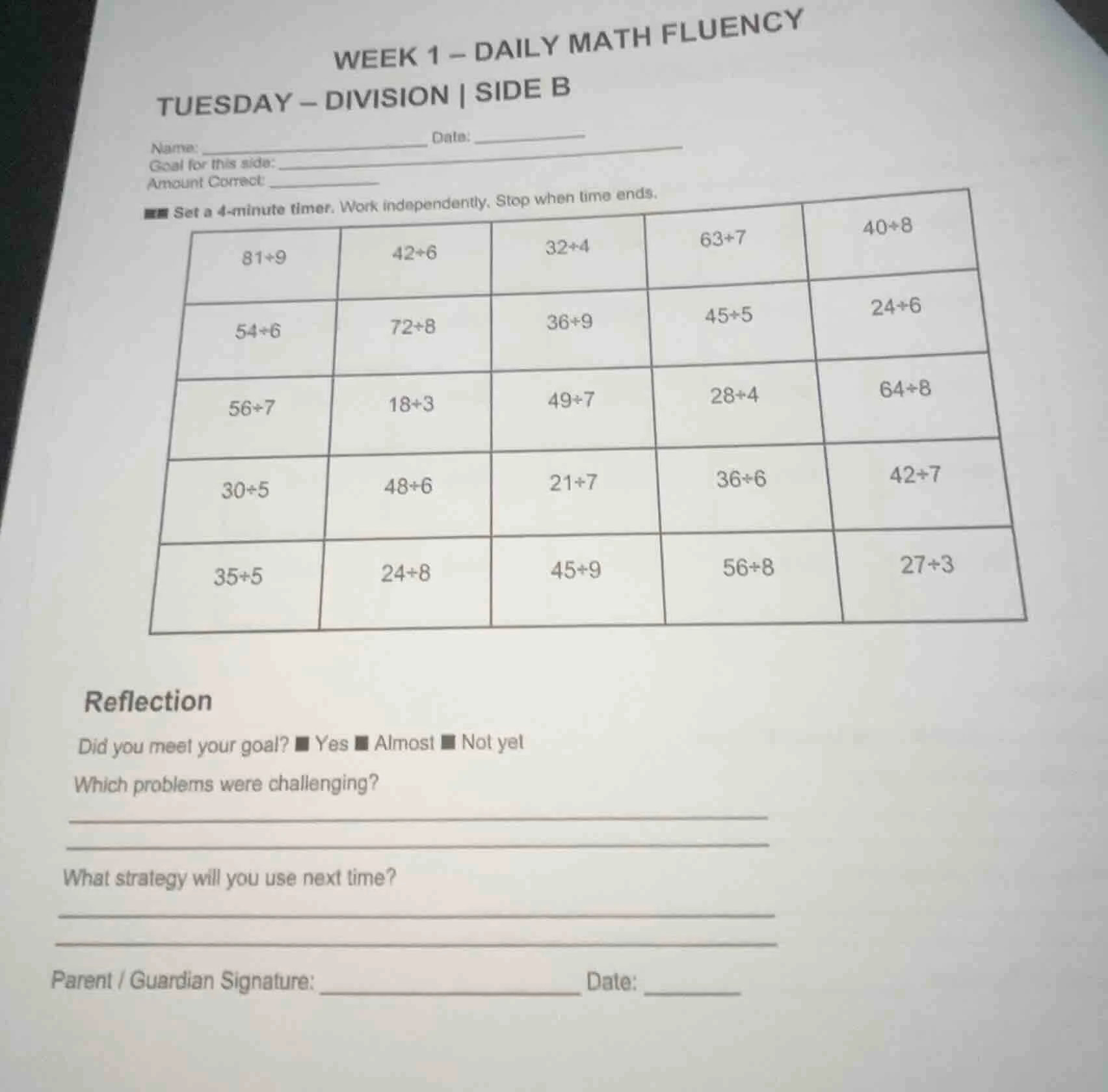 week 1 – daily math fluency tuesday – division | side b name: _________…