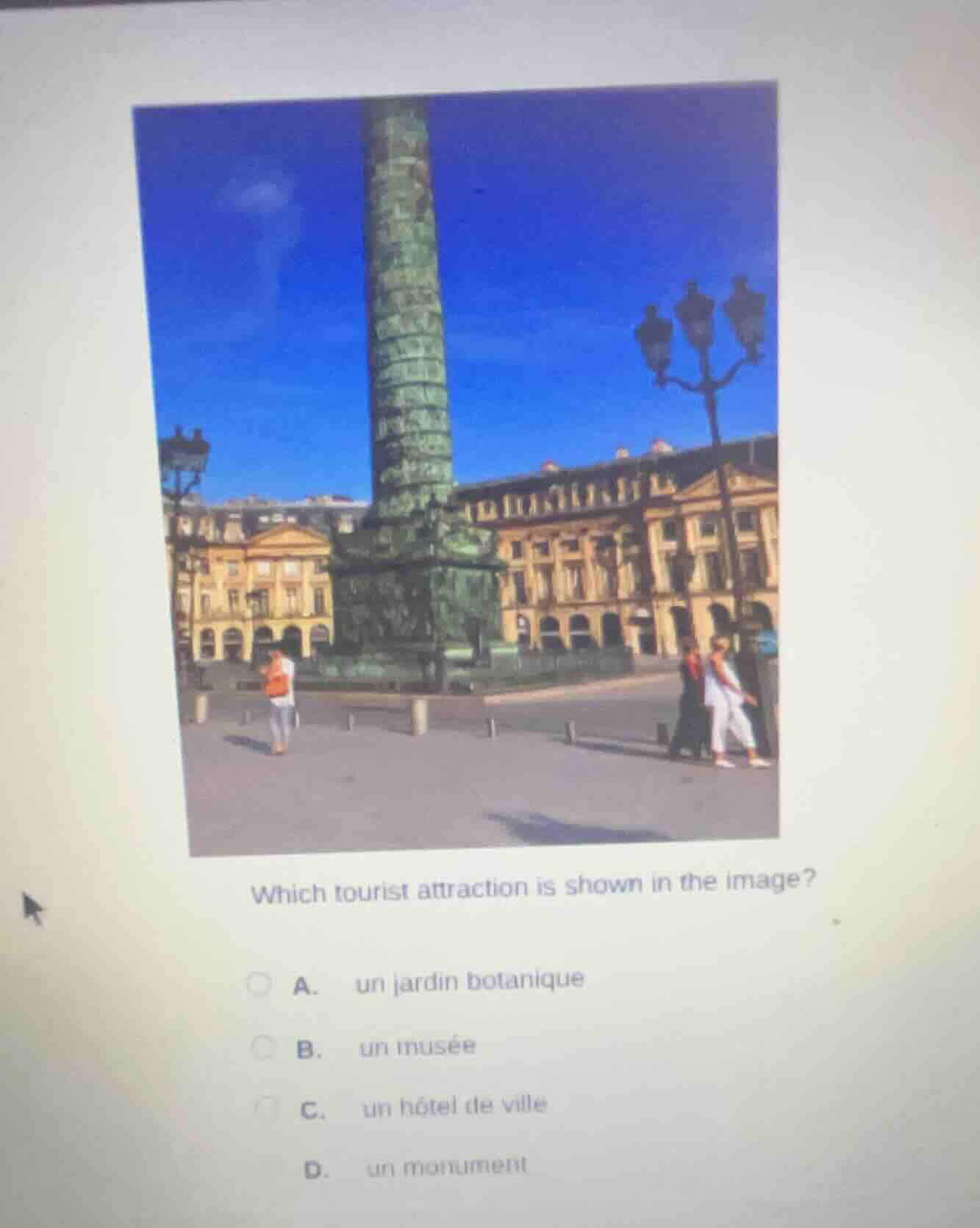 which tourist attraction is shown in the image? a. un jardin botanique …