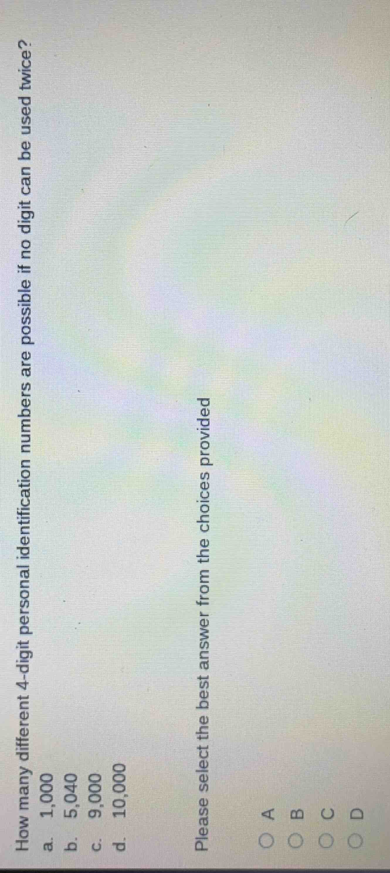 how many different 4 - digit personal identification numbers are possib…