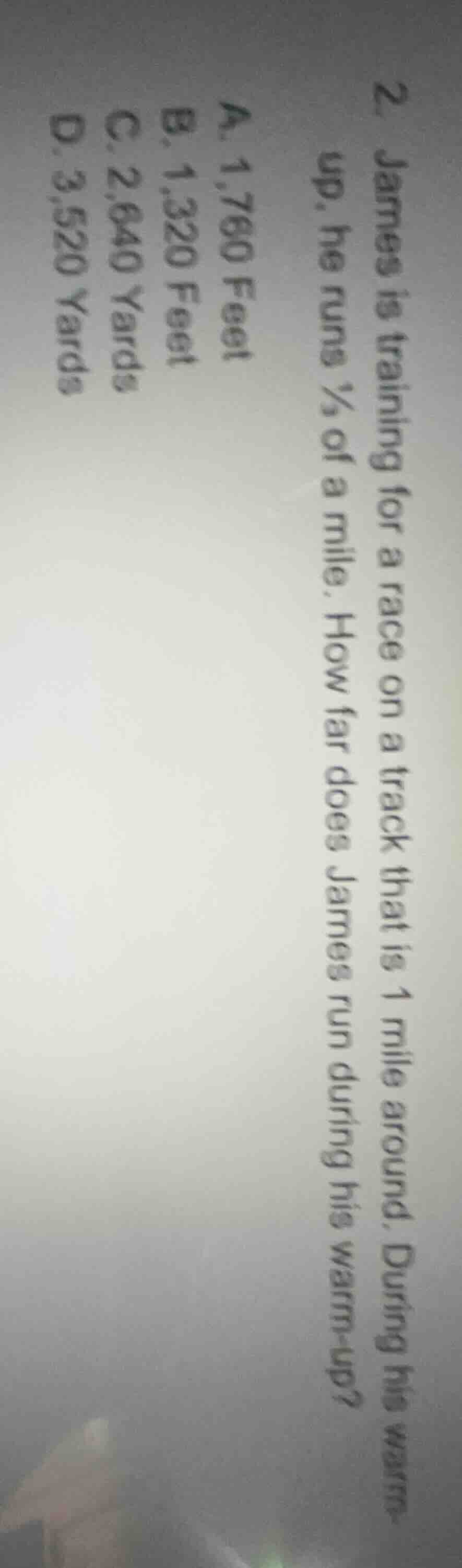 2 james is training for a race on a track that is 1 mile around. during…