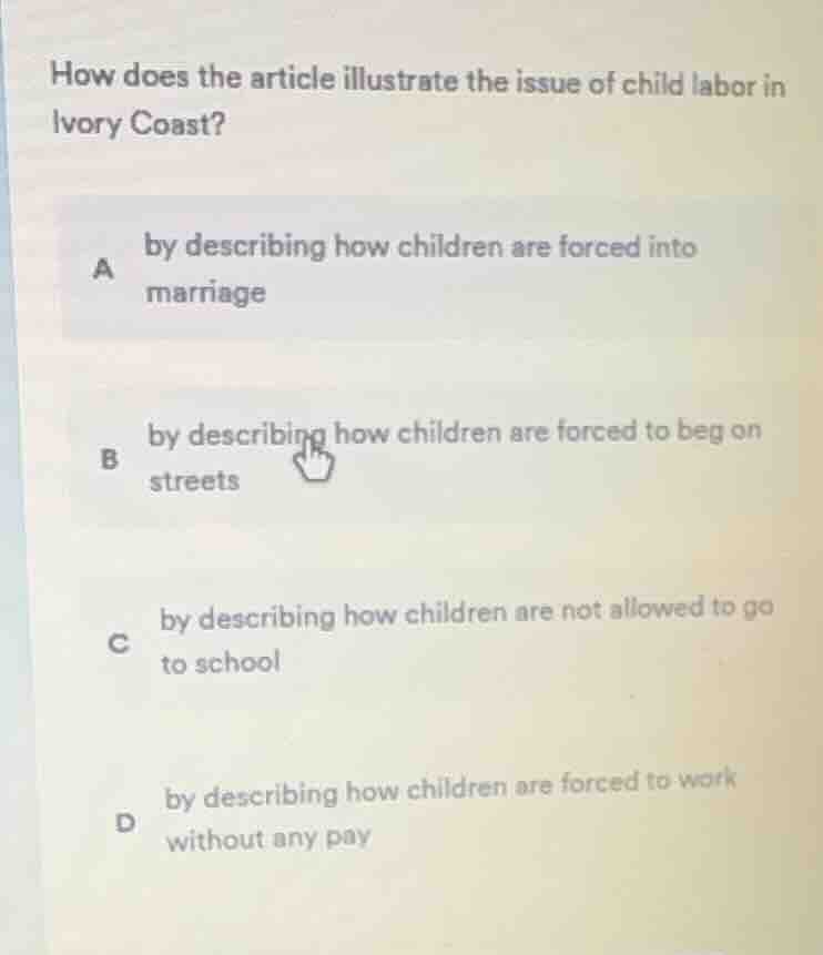 how does the article illustrate the issue of child labor in ivory coast…