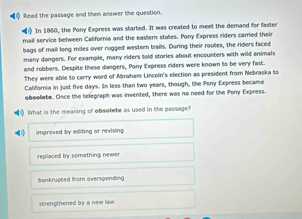read the passage and then answer the question. in 1860, the pony expres…