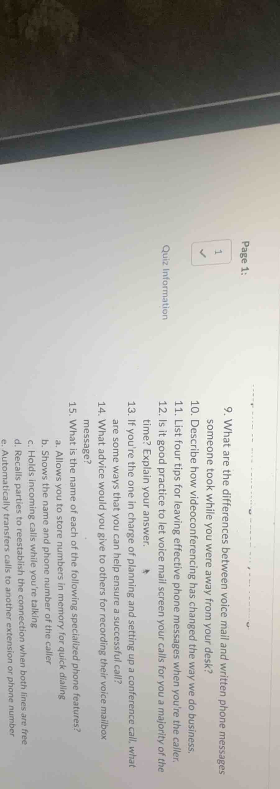 page 1: 9. what are the differences between voice mail and written phon…
