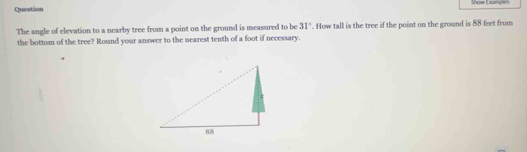 question the angle of elevation to a nearby tree from a point on the gr…