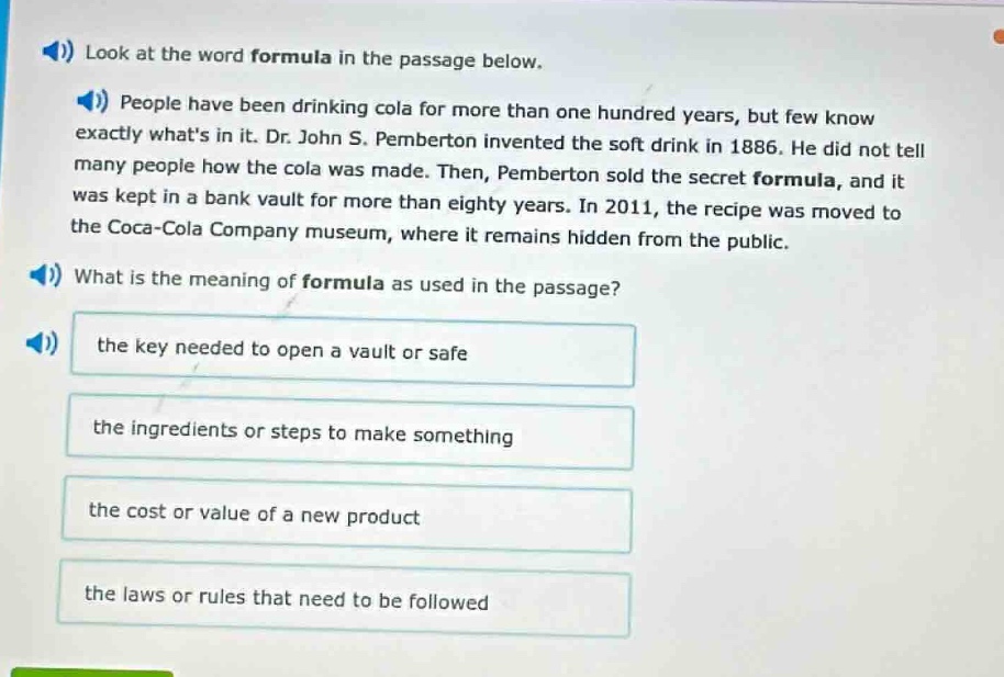 look at the word formula in the passage below. people have been drinkin…