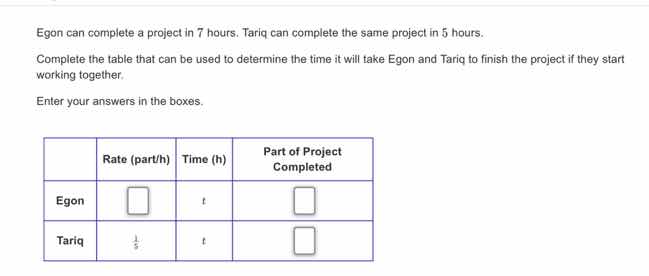 egon can complete a project in 7 hours. tariq can complete the same pro…