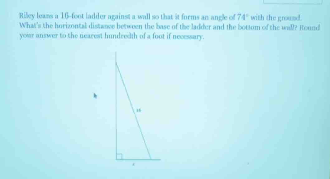 riley leans a 16-foot ladder against a wall so that it forms an angle o…