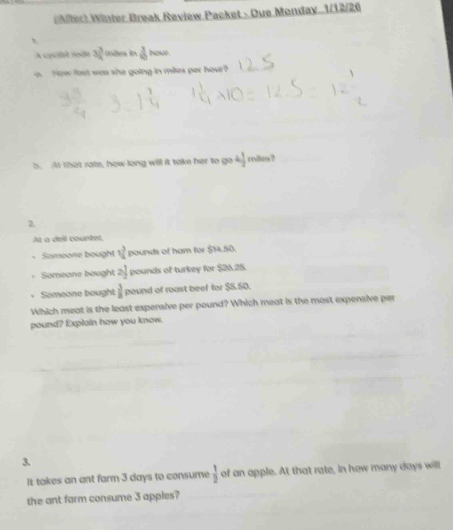 (after) winter break review packet - due monday 1/13/20 1. a cyclist ro…