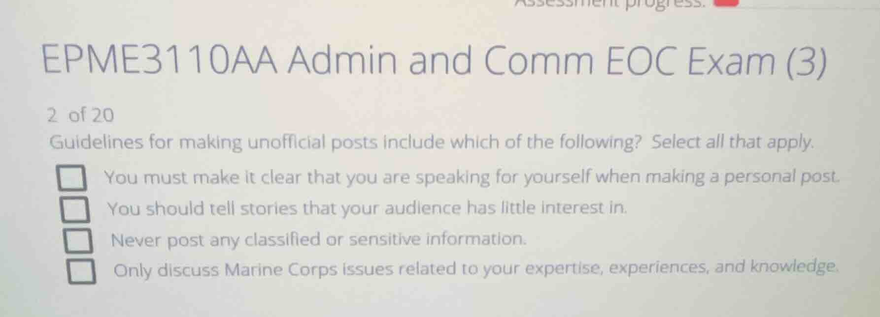 epme3110aa admin and comm eoc exam (3) 2 of 20 guidelines for making un…