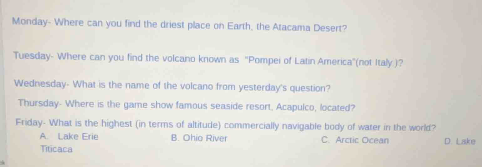 monday- where can you find the driest place on earth, the atacama deser…