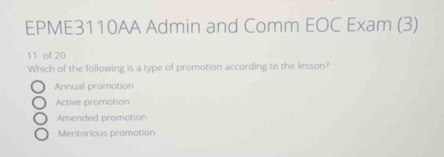 epme3110aa admin and comm eoc exam (3) 11 of 20 which of the following …