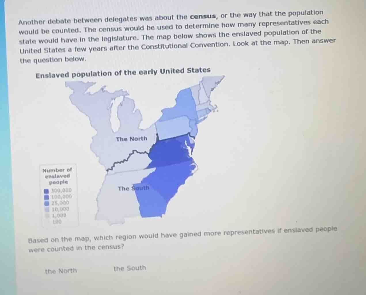 another debate between delegates was about the census, or the way that …