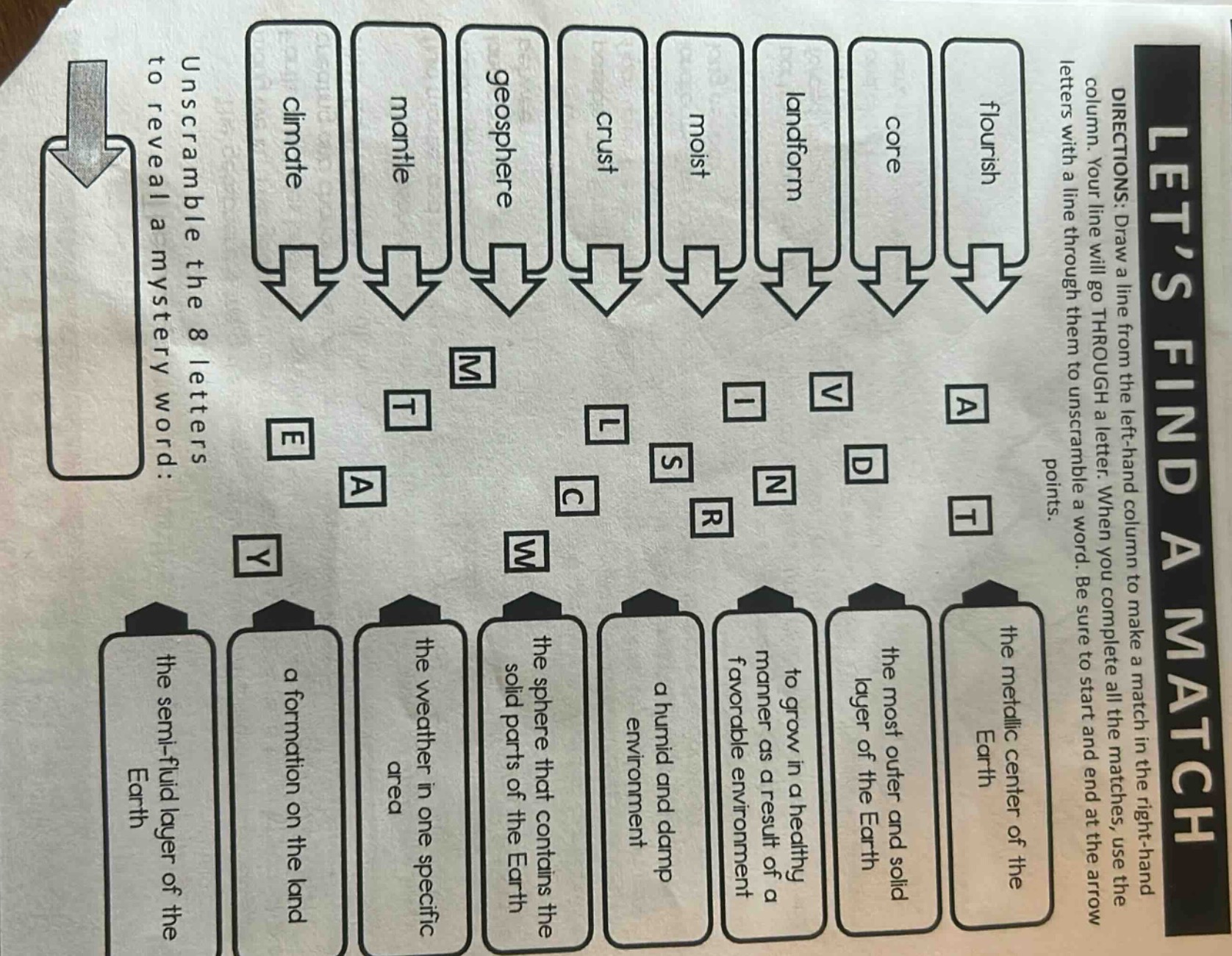 lets find a match directions: draw a line from the left - hand column t…