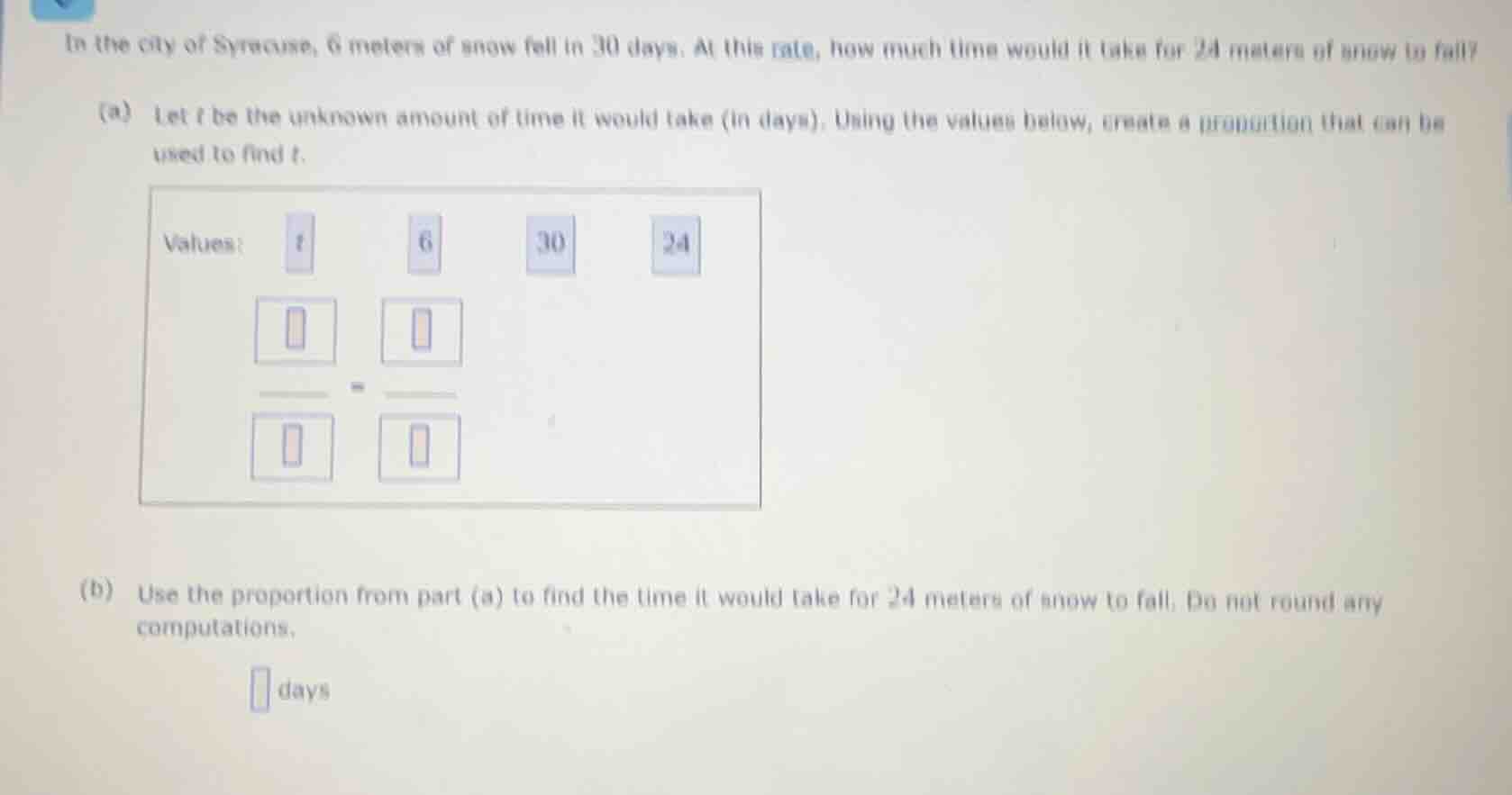 in the city of syracuse, 6 meters of snow fall in 30 days. at this rate…