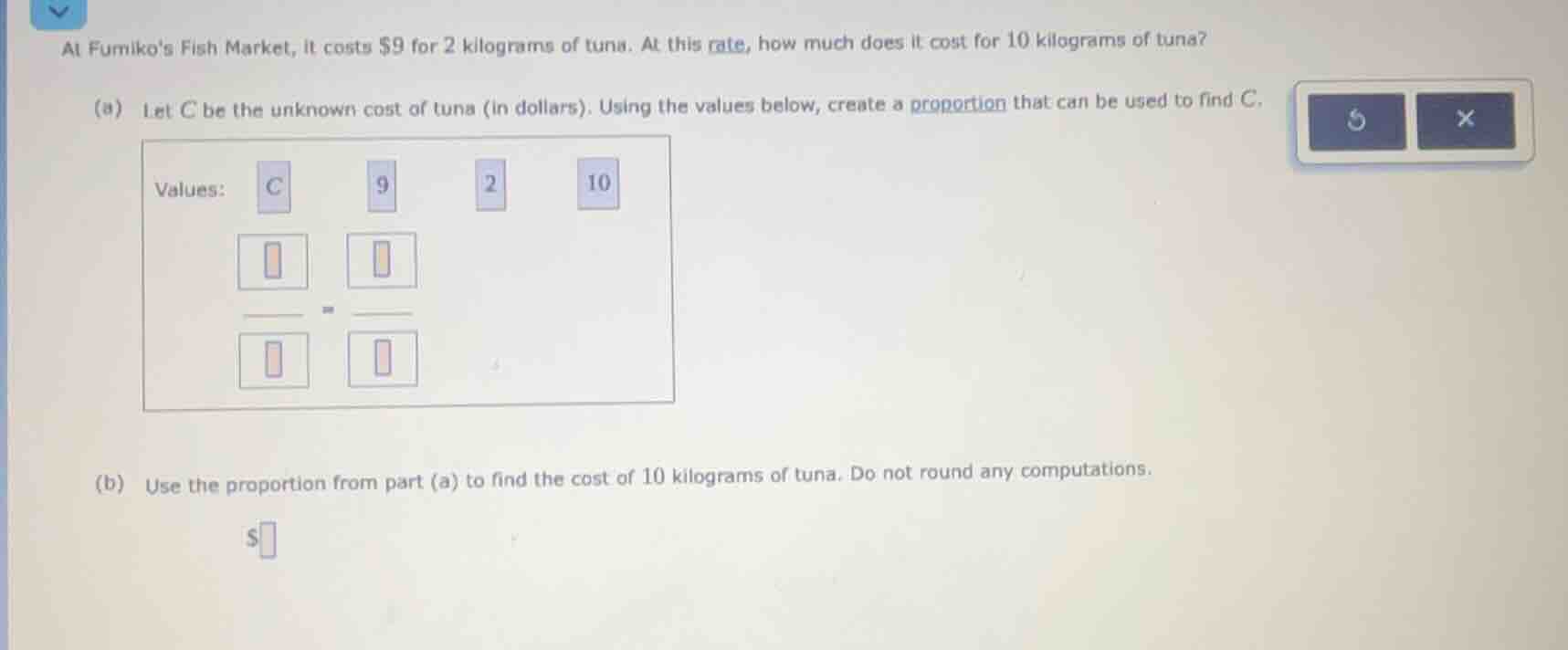 at fumikos fish market, it costs $9 for 2 kilograms of tuna. at this ra…