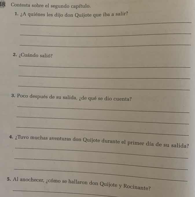 18 contesta sobre el segundo capítulo. 1. ¿a quiénes les dijo don quijo…