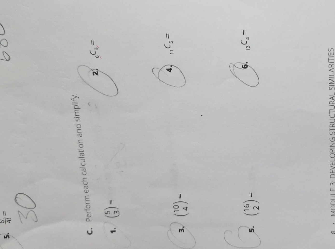c. perform each calculation and simplify. 1. $\\dbinom{5}{3} =$ 2. $_{6…