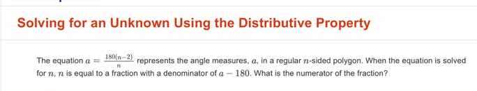 solving for an unknown using the distributive property the equation $a …