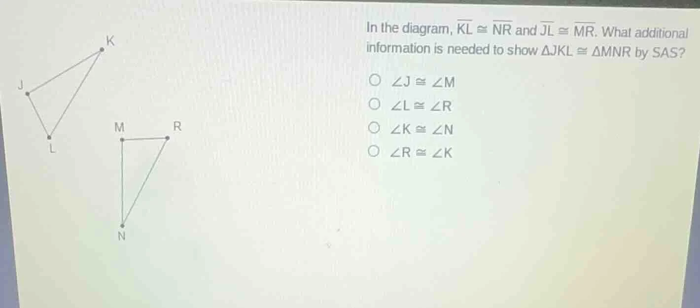 in the diagram, \\(\\overline{kl} \\cong \\overline{nr}\\) and \\(\\ove…