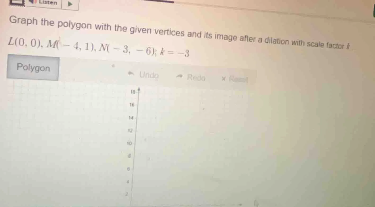graph the polygon with the given vertices and its image after a dilatio…