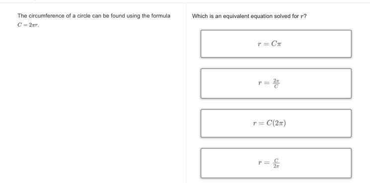 the circumference of a circle can be found using the formula c = 2πr. w…
