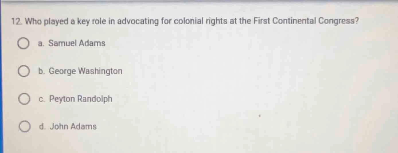 12. who played a key role in advocating for colonial rights at the firs…