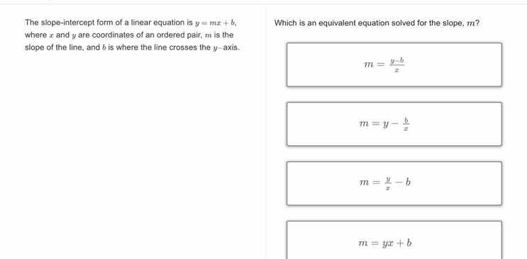 the slope-intercept form of a linear equation is $y = mx + b$, where $x…