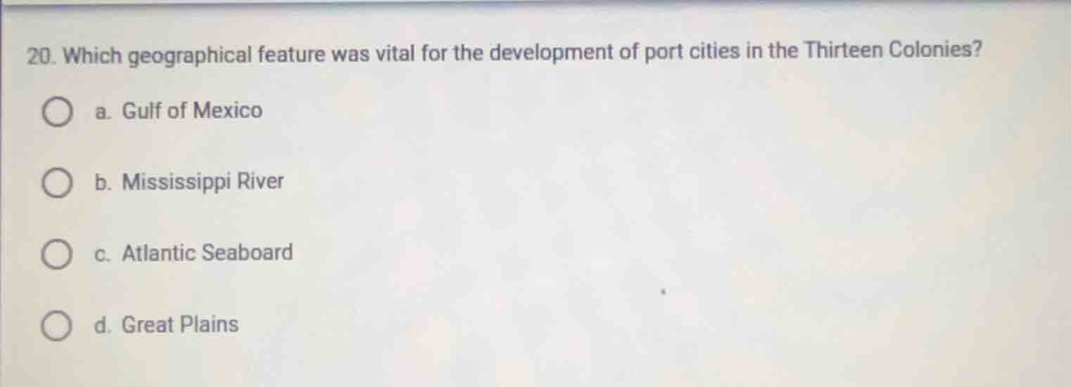 20. which geographical feature was vital for the development of port ci…