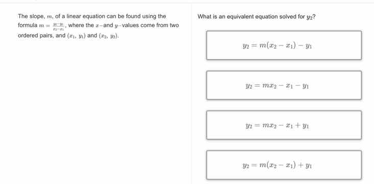 the slope, m, of a linear equation can be found using the formula $m = …