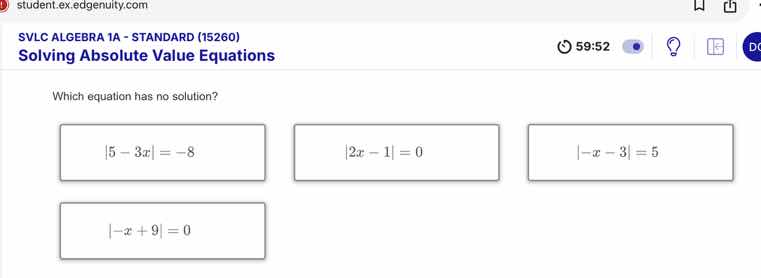 svlc algebra 1a - standard (15260) solving absolute value equations whi…