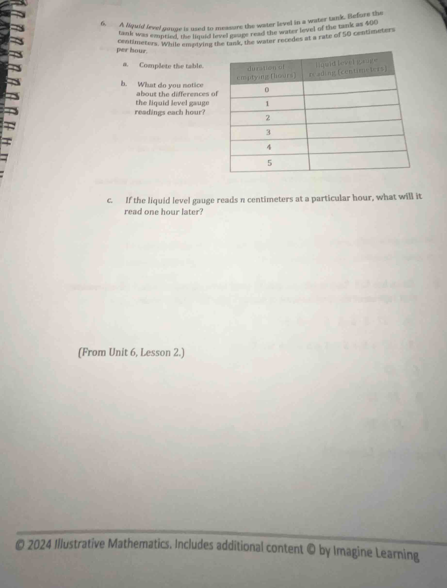 6. a liquid level gauge is used to measure the water level in a water t…