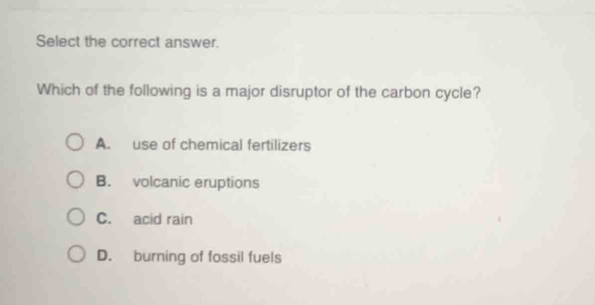 select the correct answer. which of the following is a major disruptor …