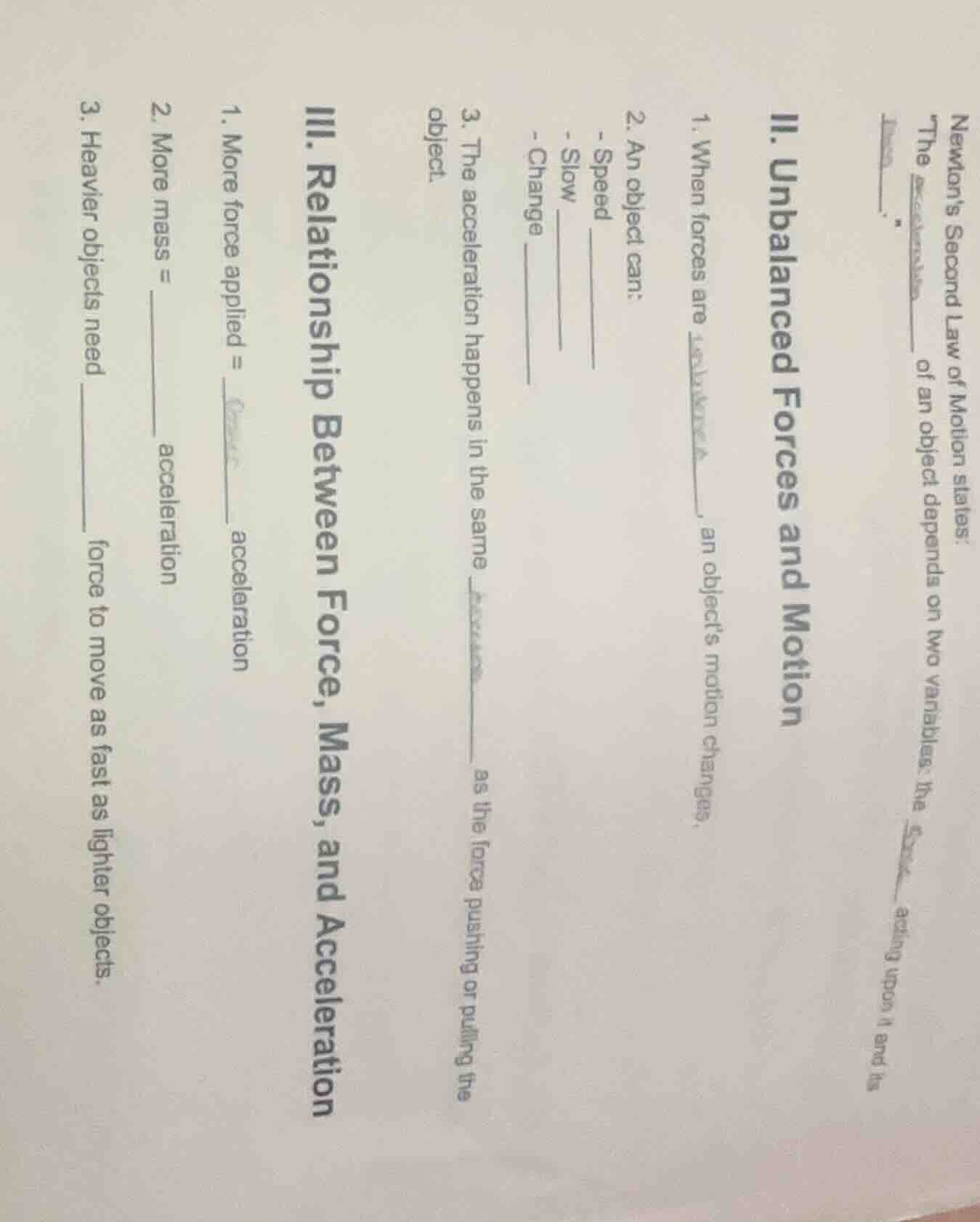 newton’s second law of motion states: the ________ of an object depends…