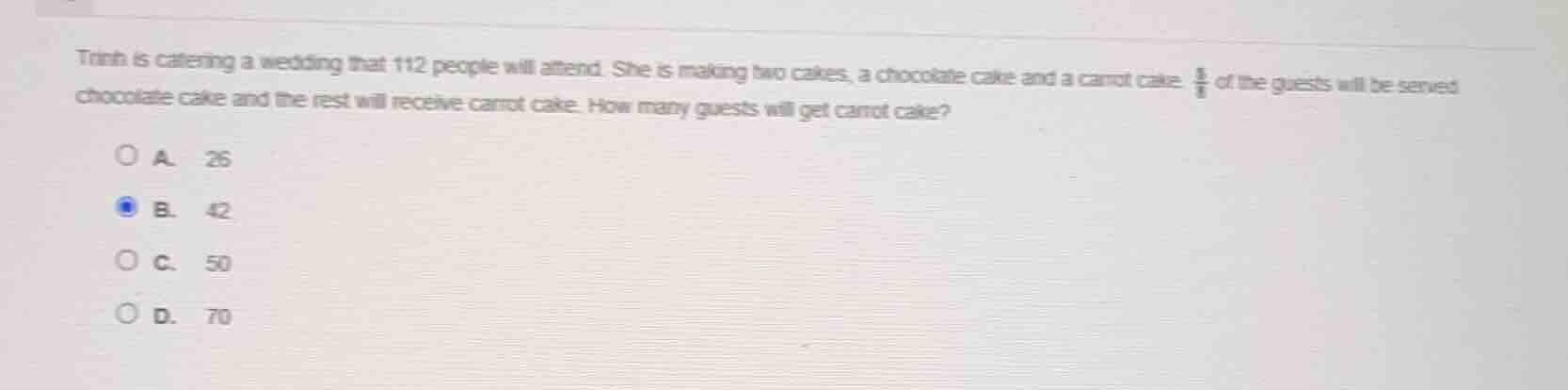 trinh is catering a wedding that 112 people will attend. she is making …