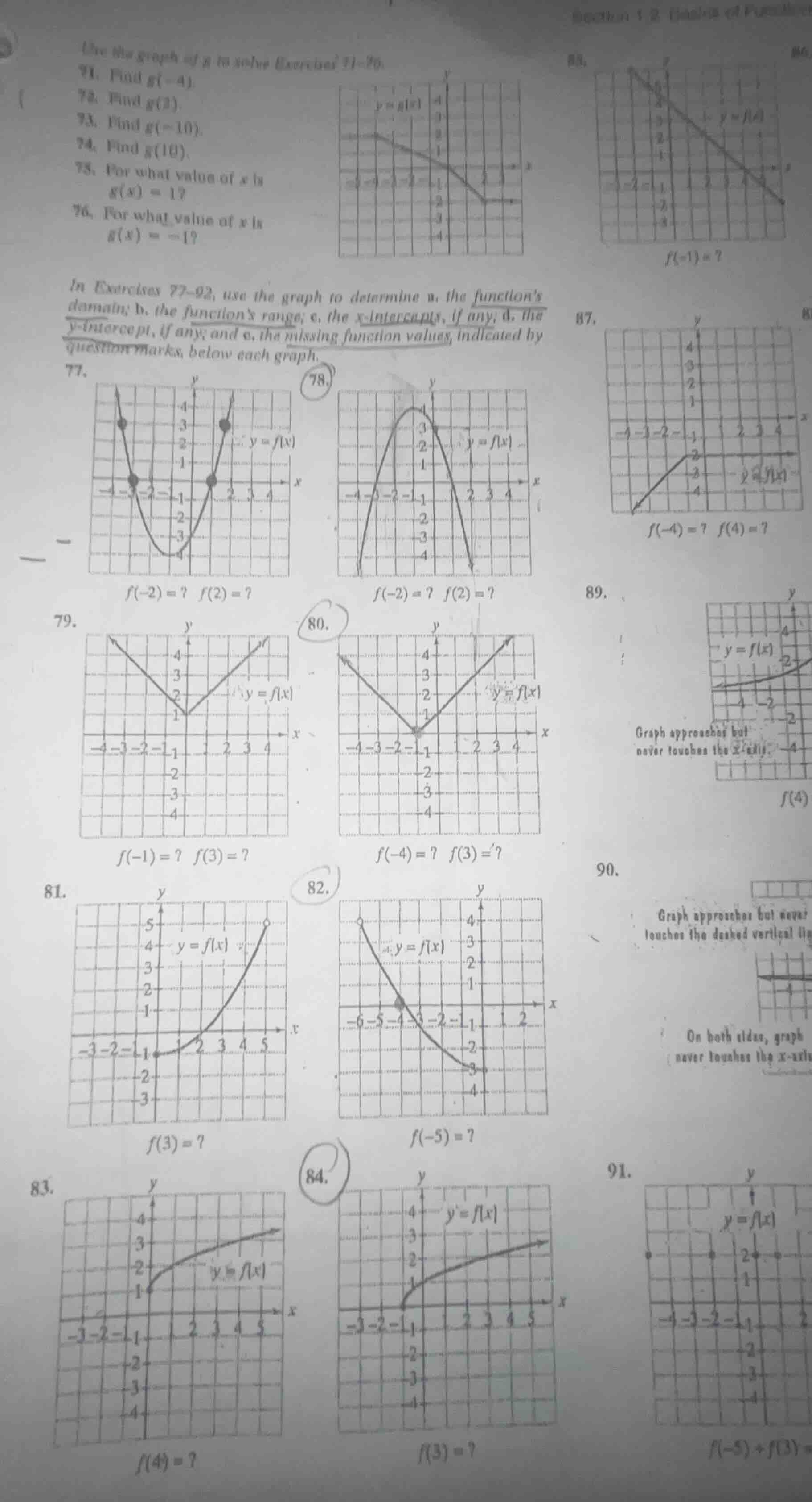 use the graph of g to solve exercises 71 - 76. 71. find g(-4). 72. find…