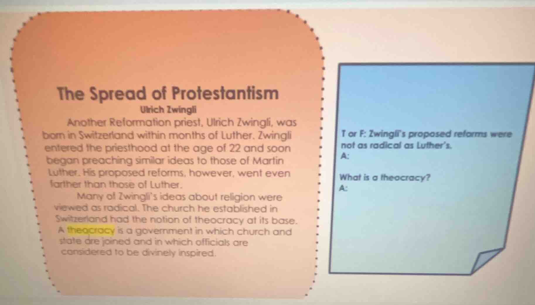 the spread of protestantism ulrich zwingli another reformation priest, …