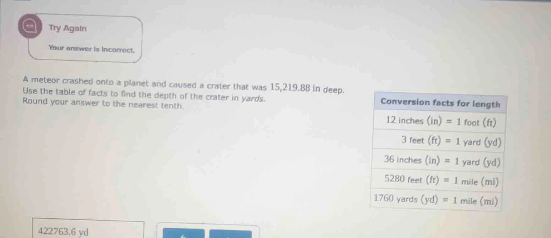 try again your answer is incorrect. a meteor crashed onto a planet and …