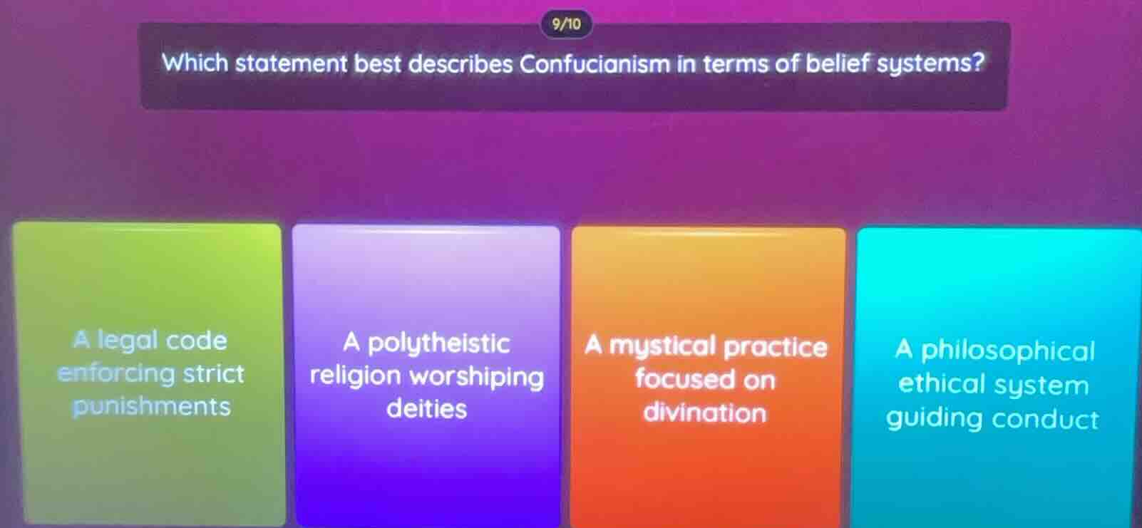which statement best describes confucianism in terms of belief systems?…
