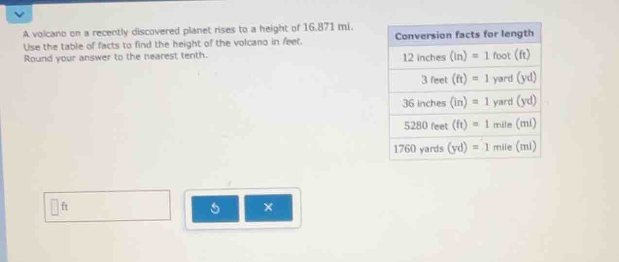 a volcano on a recently discovered planet rises to a height of 16.871 m…