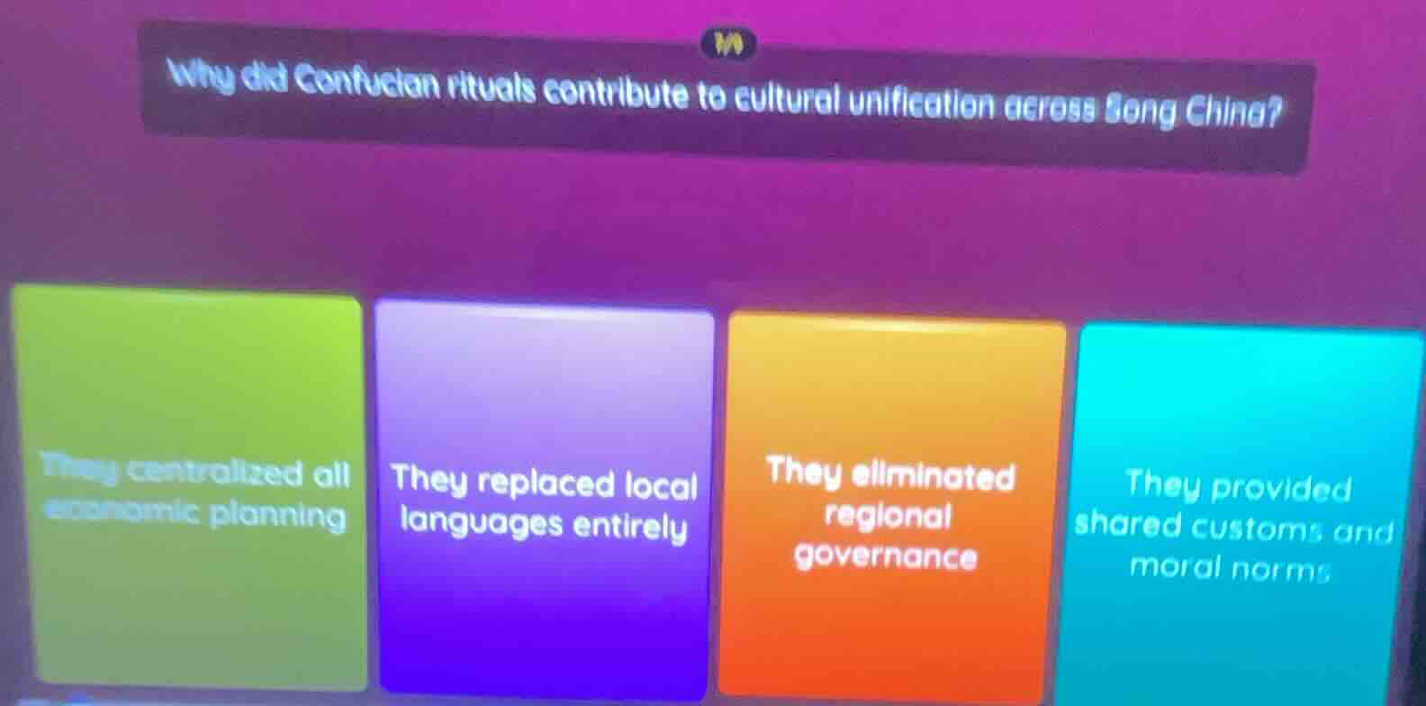 why did confucian rituals contribute to cultural unification across son…