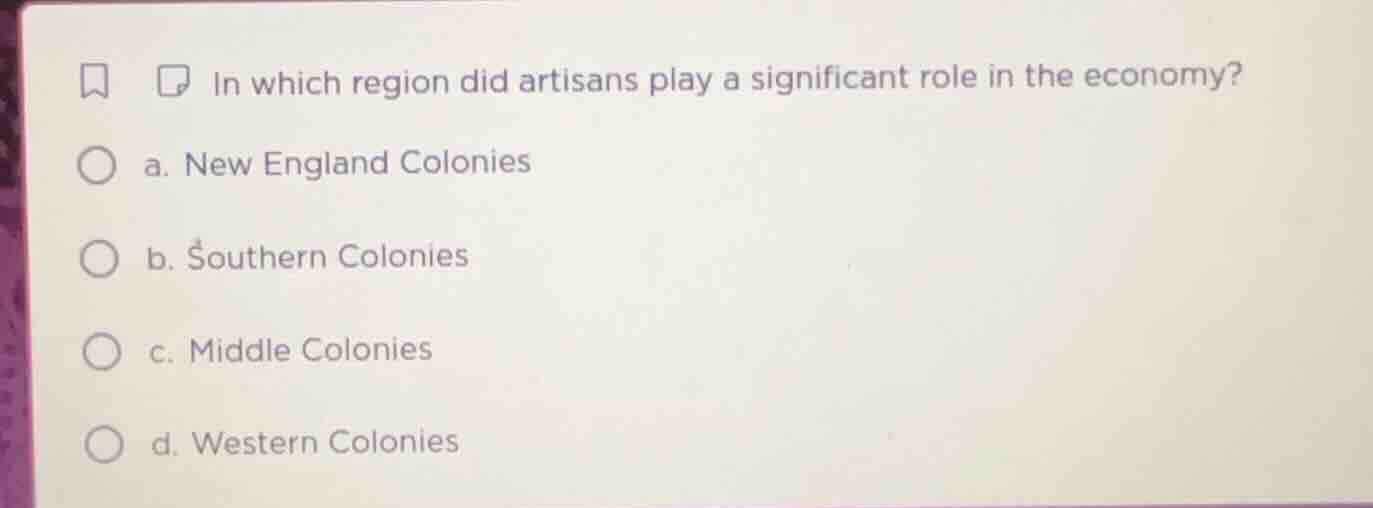 in which region did artisans play a significant role in the economy? a.…
