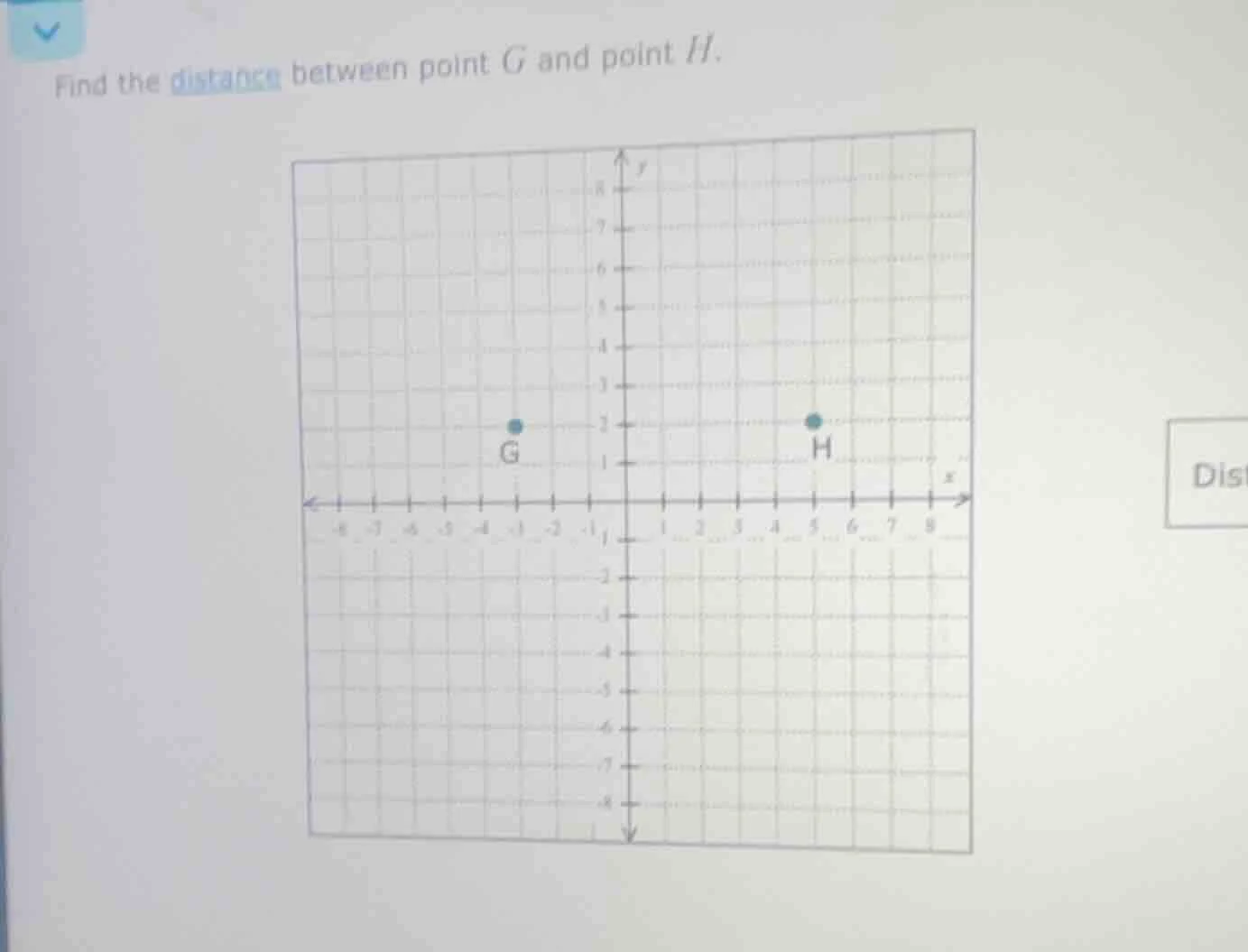 find the distance between point g and point h.